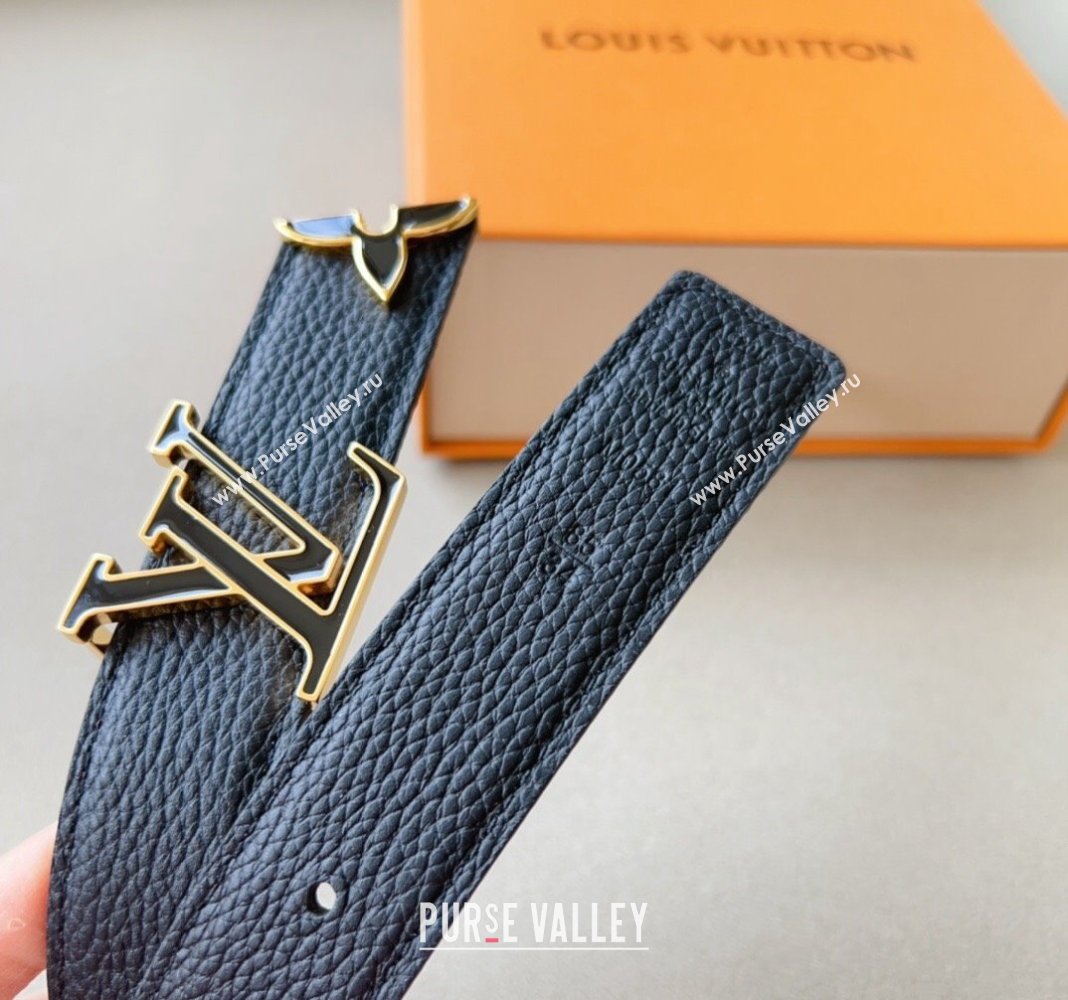 Louis Vuitton Pretty LV Enamel 3cm Reversible Belt Black 2024 (99-240113002)