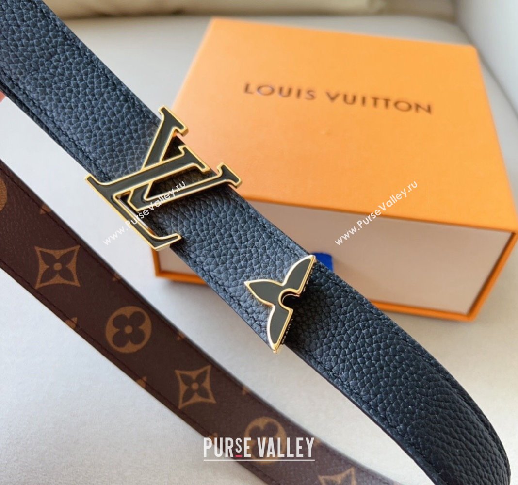 Louis Vuitton Pretty LV Enamel 3cm Reversible Belt Black 2024 (99-240113002)