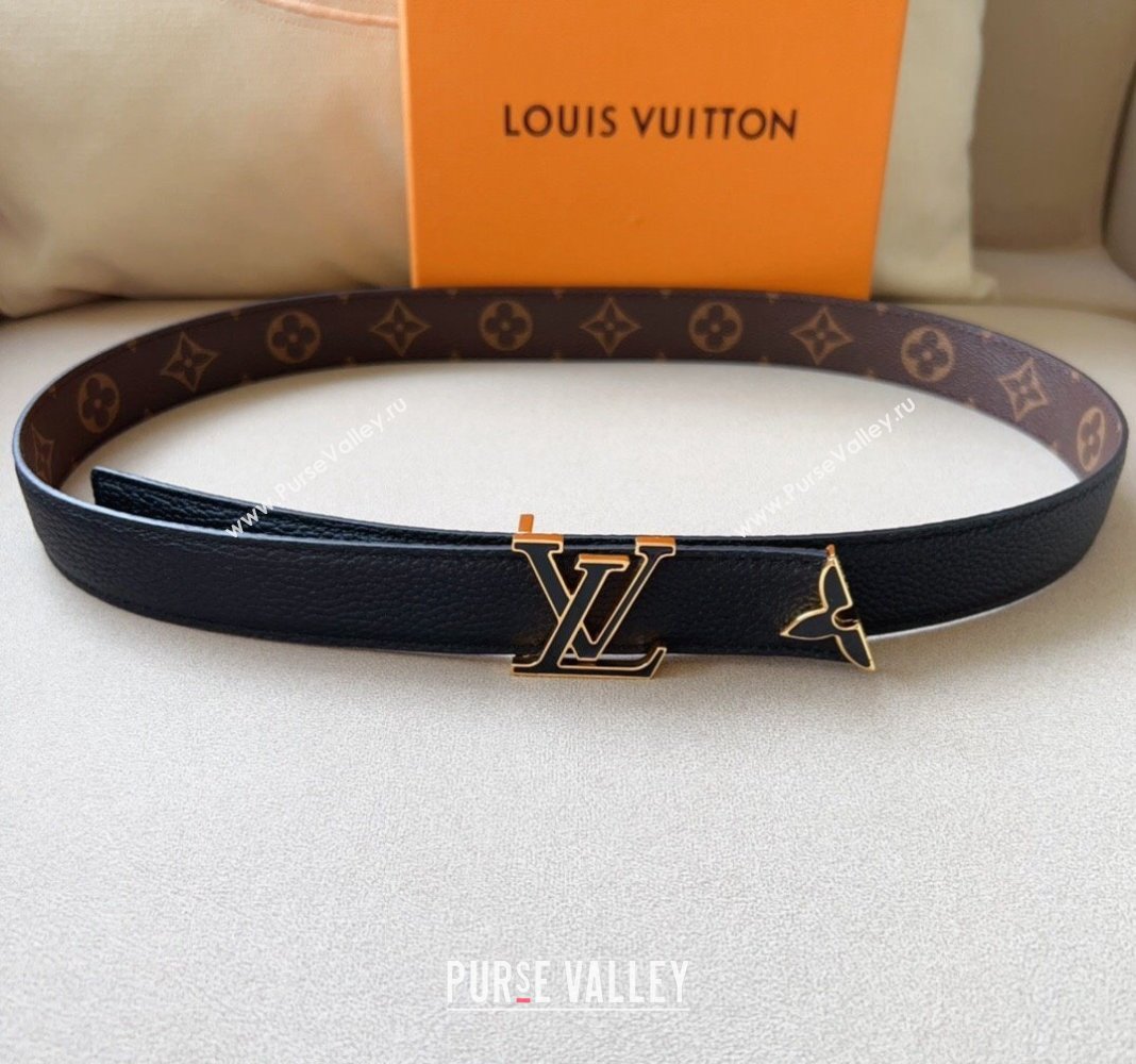 Louis Vuitton Pretty LV Enamel 3cm Reversible Belt Black 2024 (99-240113002)