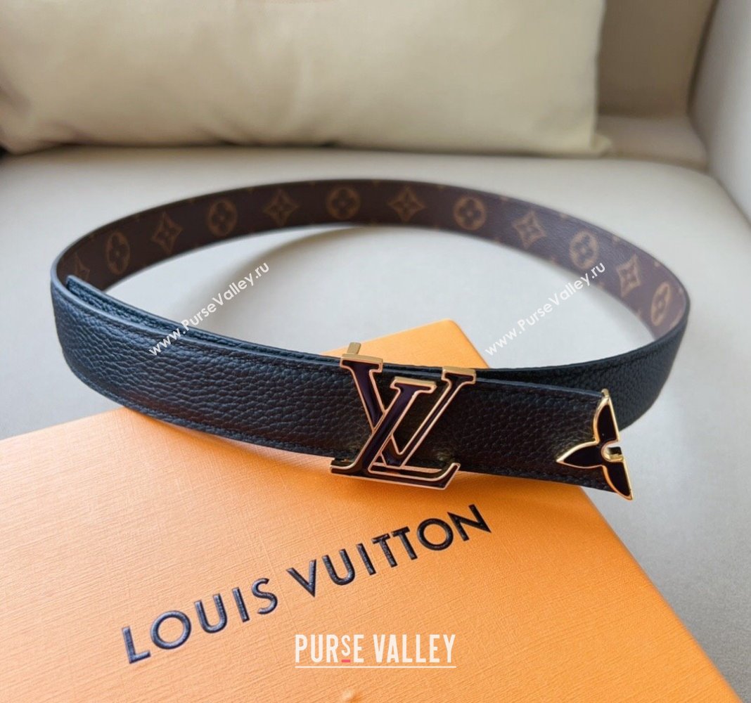 Louis Vuitton Pretty LV Enamel 3cm Reversible Belt Black 2024 (99-240113002)