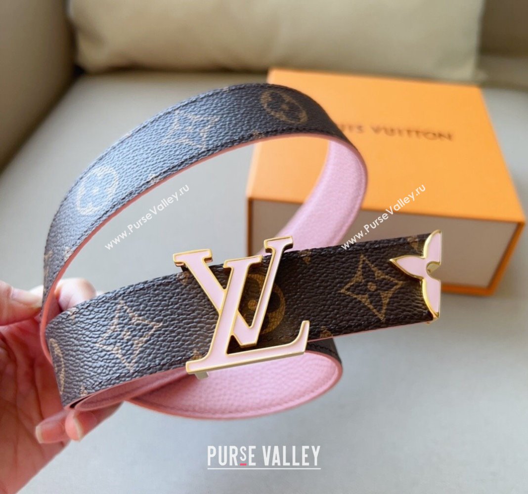 Louis Vuitton Pretty LV Enamel 3cm Reversible Belt Pink 2024 (99-240113003)