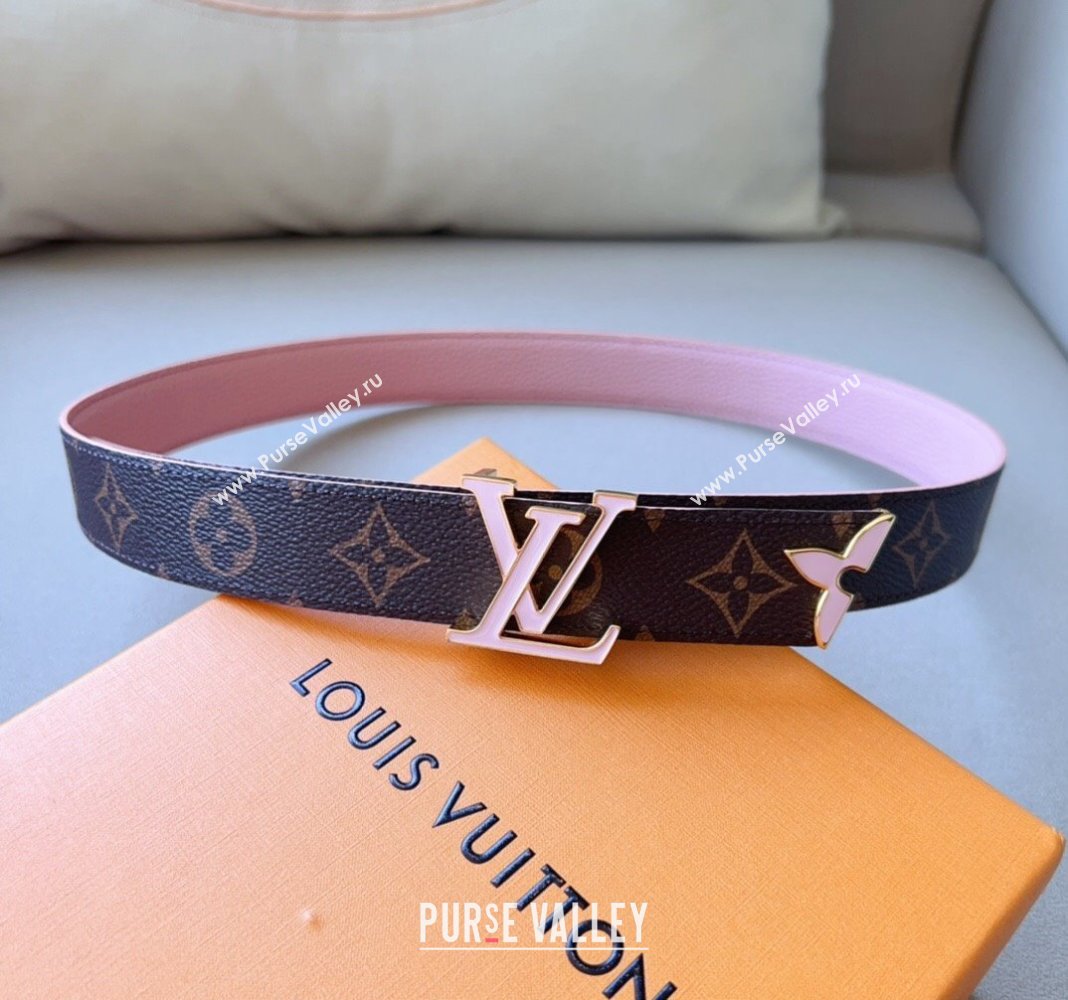 Louis Vuitton Pretty LV Enamel 3cm Reversible Belt Pink 2024 (99-240113003)