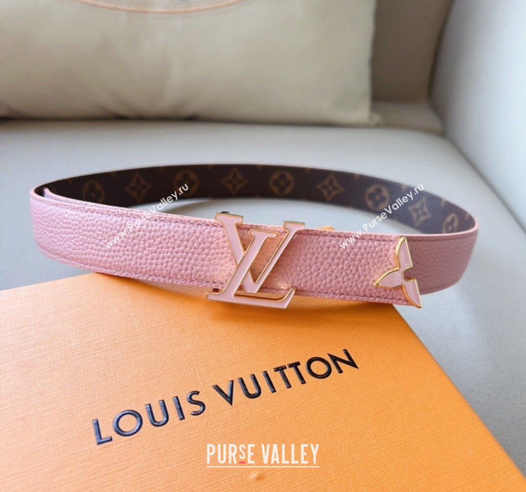 Louis Vuitton Pretty LV Enamel 3cm Reversible Belt Pink 2024 (99-240113003)