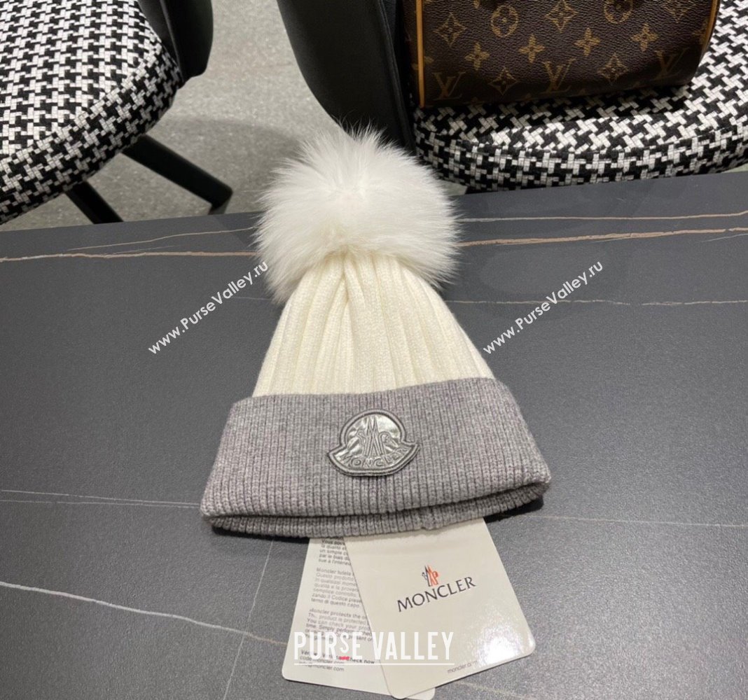 Moncler Knit Hat Grey/White/Silver 2024 0111 (A-240111130)