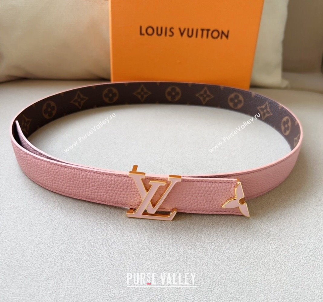 Louis Vuitton Pretty LV Enamel 3cm Reversible Belt Pink 2024 (99-240113003)