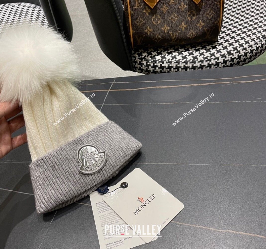 Moncler Knit Hat Grey/White/Silver 2024 0111 (A-240111130)