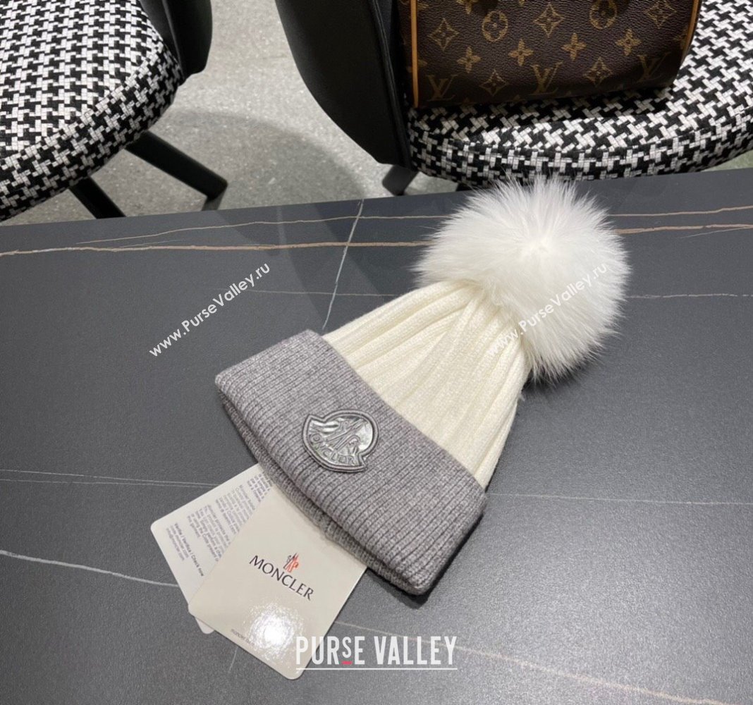 Moncler Knit Hat Grey/White/Silver 2024 0111 (A-240111130)