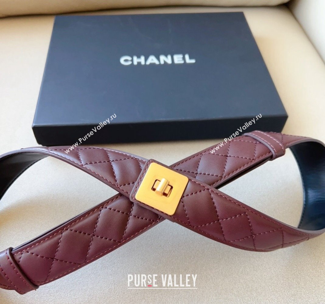 Chanel Quilted Lambskin Belt 3cm with Buckle 2024 0113 (99-240113005)