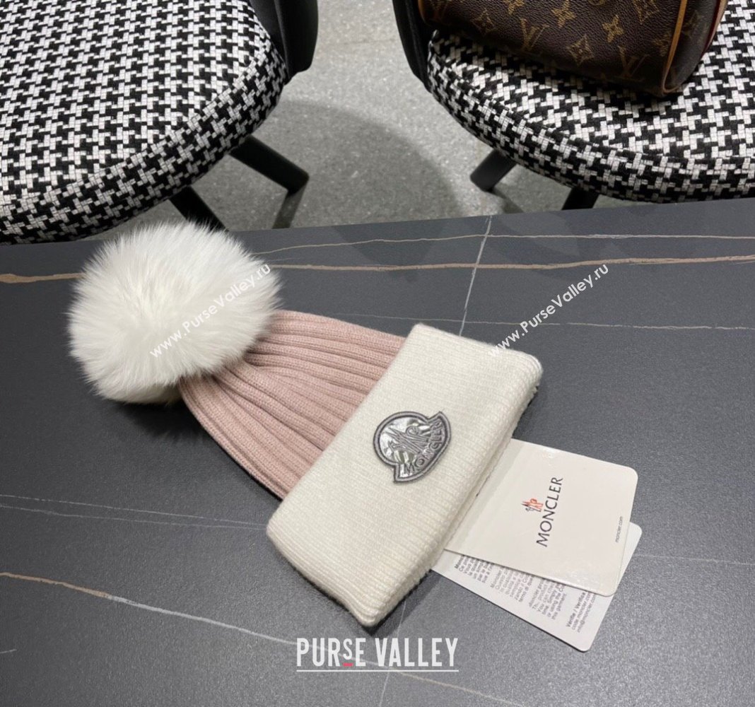 Moncler Knit Hat Pink/White/Silver 2024 0111 (A-240111131)