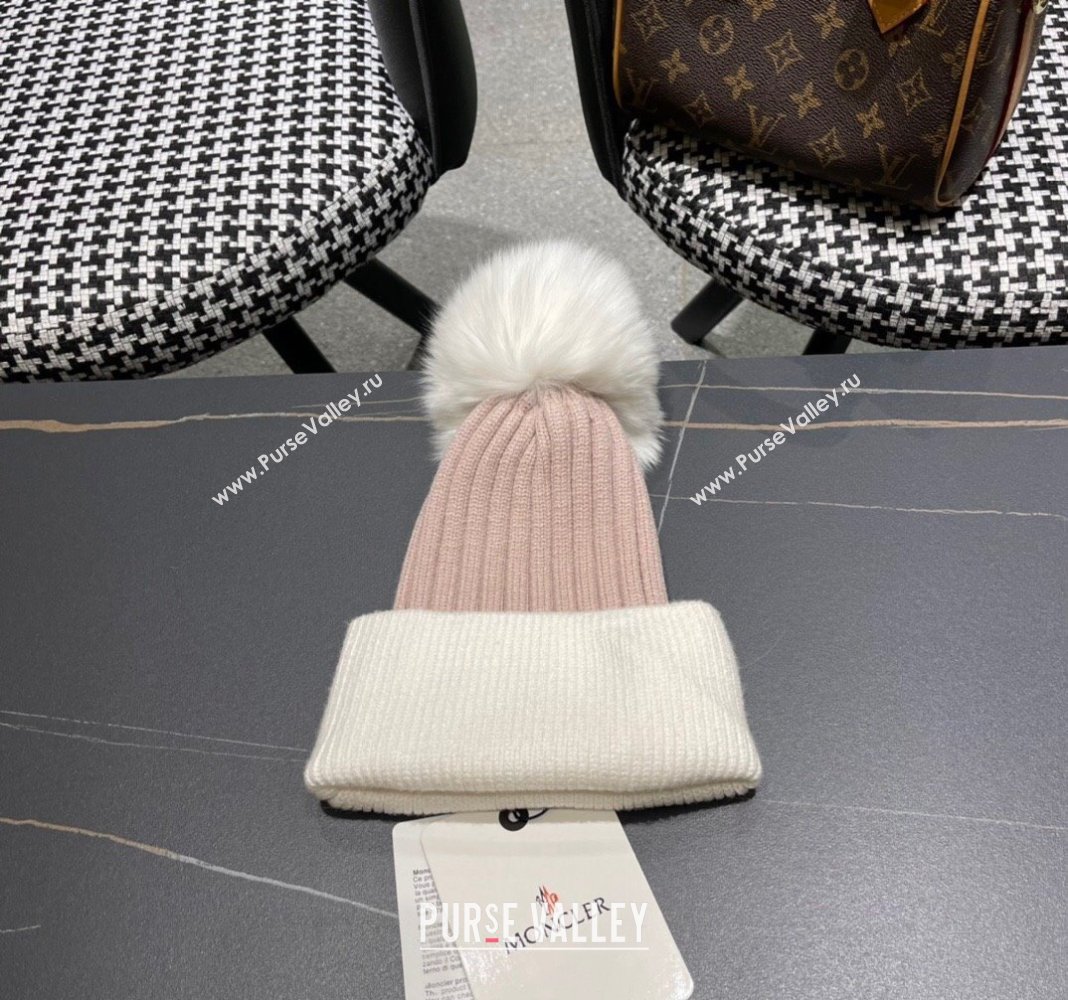 Moncler Knit Hat Pink/White/Silver 2024 0111 (A-240111131)