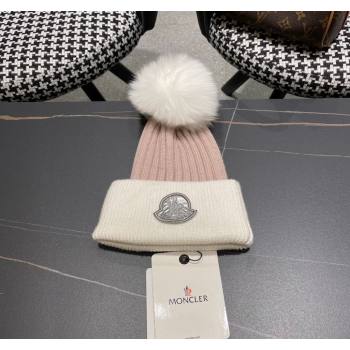 Moncler Knit Hat Pink/White/Silver 2024 0111 (A-240111131)