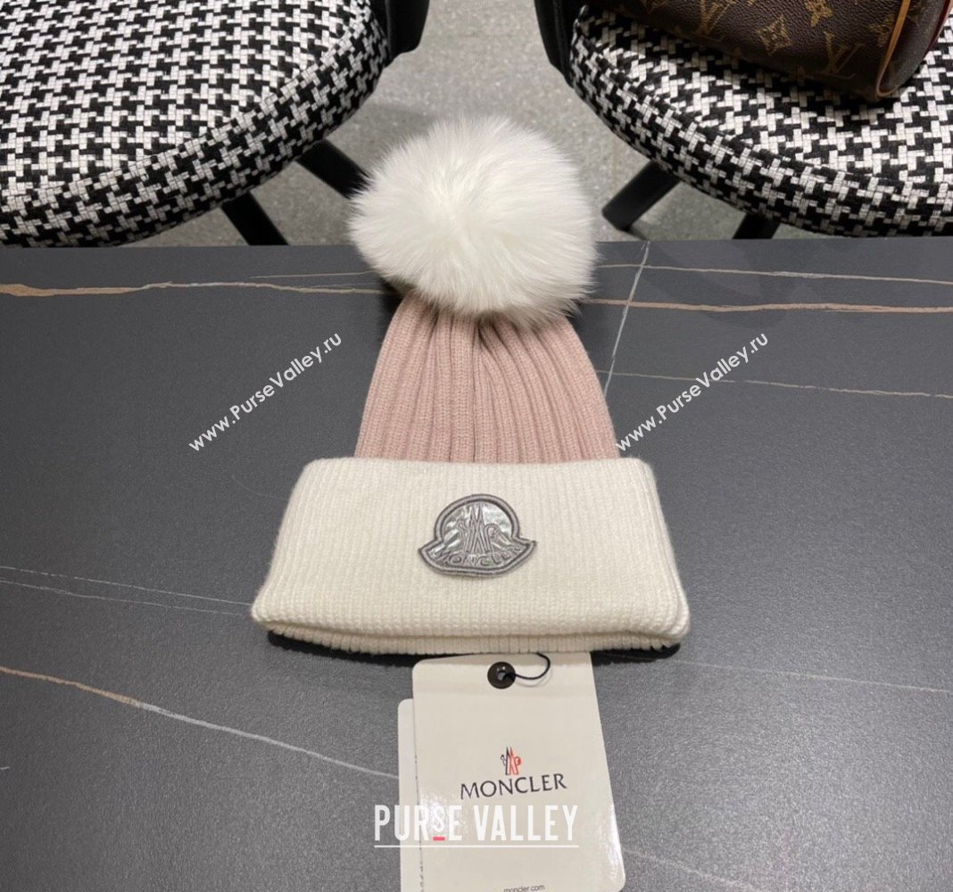 Moncler Knit Hat Pink/White/Silver 2024 0111 (A-240111131)