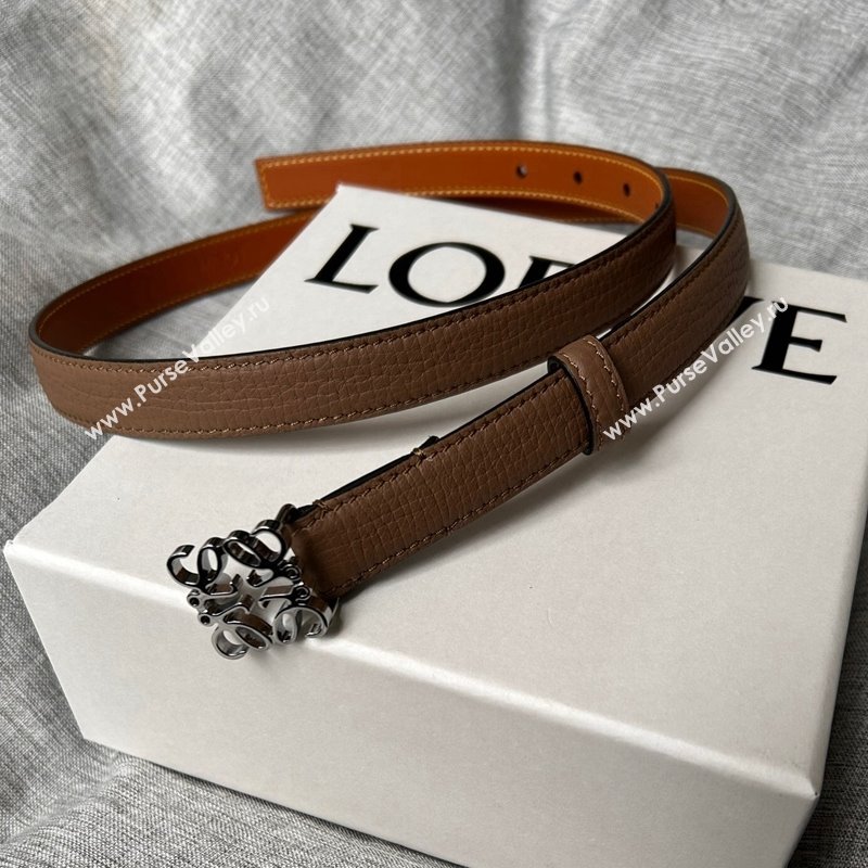 Loewe Anagram Belt 2cm in Stone Embossed Calfskin Taupe Grey/Silver 2024 0113 (99-240113019)