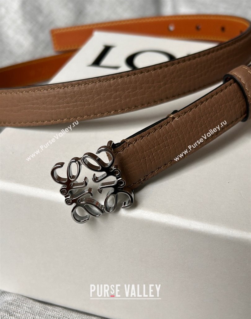 Loewe Anagram Belt 2cm in Stone Embossed Calfskin Taupe Grey/Silver 2024 0113 (99-240113019)