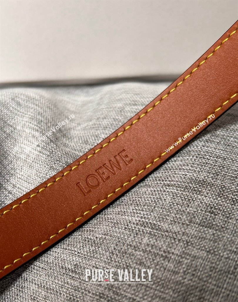 Loewe Anagram Belt 2cm in Stone Embossed Calfskin Taupe Grey/Gold 2024 0113 (99-240113020)