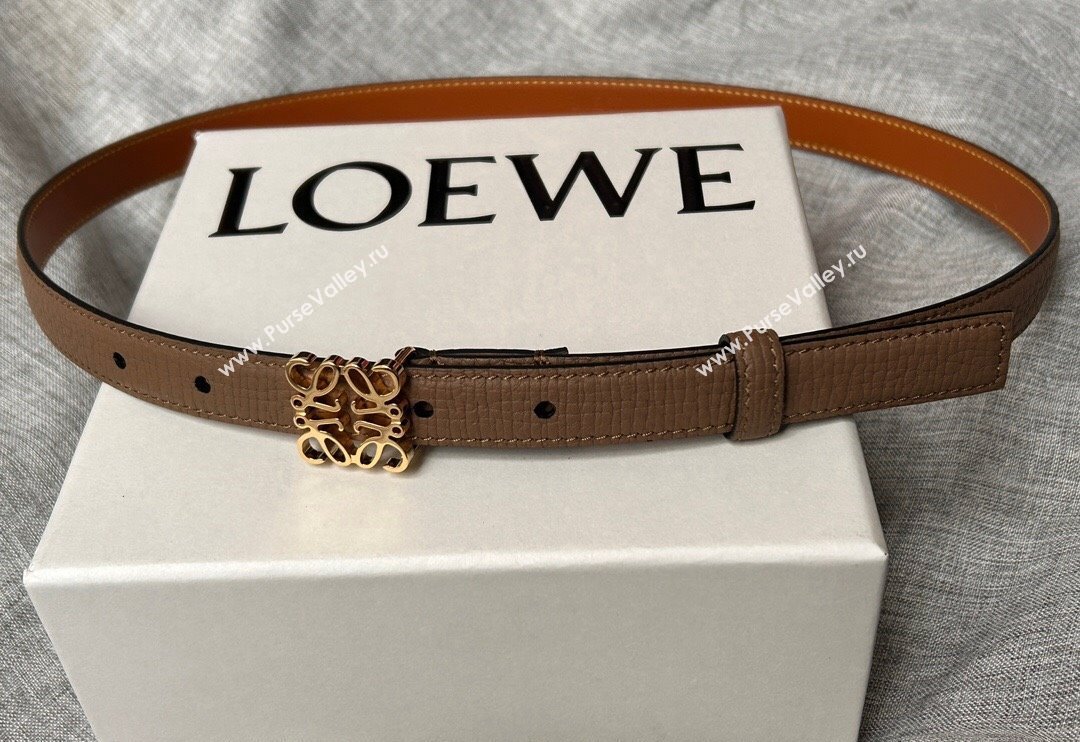 Loewe Anagram Belt 2cm in Stone Embossed Calfskin Taupe Grey/Gold 2024 0113 (99-240113020)