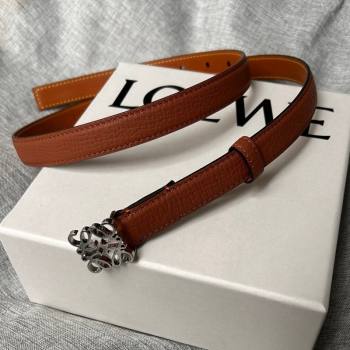 Loewe Anagram Belt 2cm in Stone Embossed Calfskin Brown/Silver 2024 0113 (99-240113021)