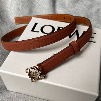 Loewe Anagram Belt 2cm in Stone Embossed Calfskin Brown/Gold 2024 0113 (99-240113022)