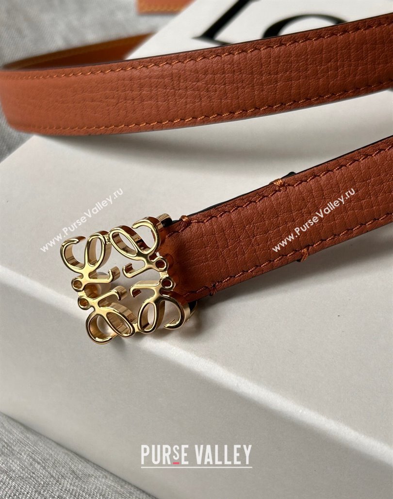 Loewe Anagram Belt 2cm in Stone Embossed Calfskin Brown/Gold 2024 0113 (99-240113022)