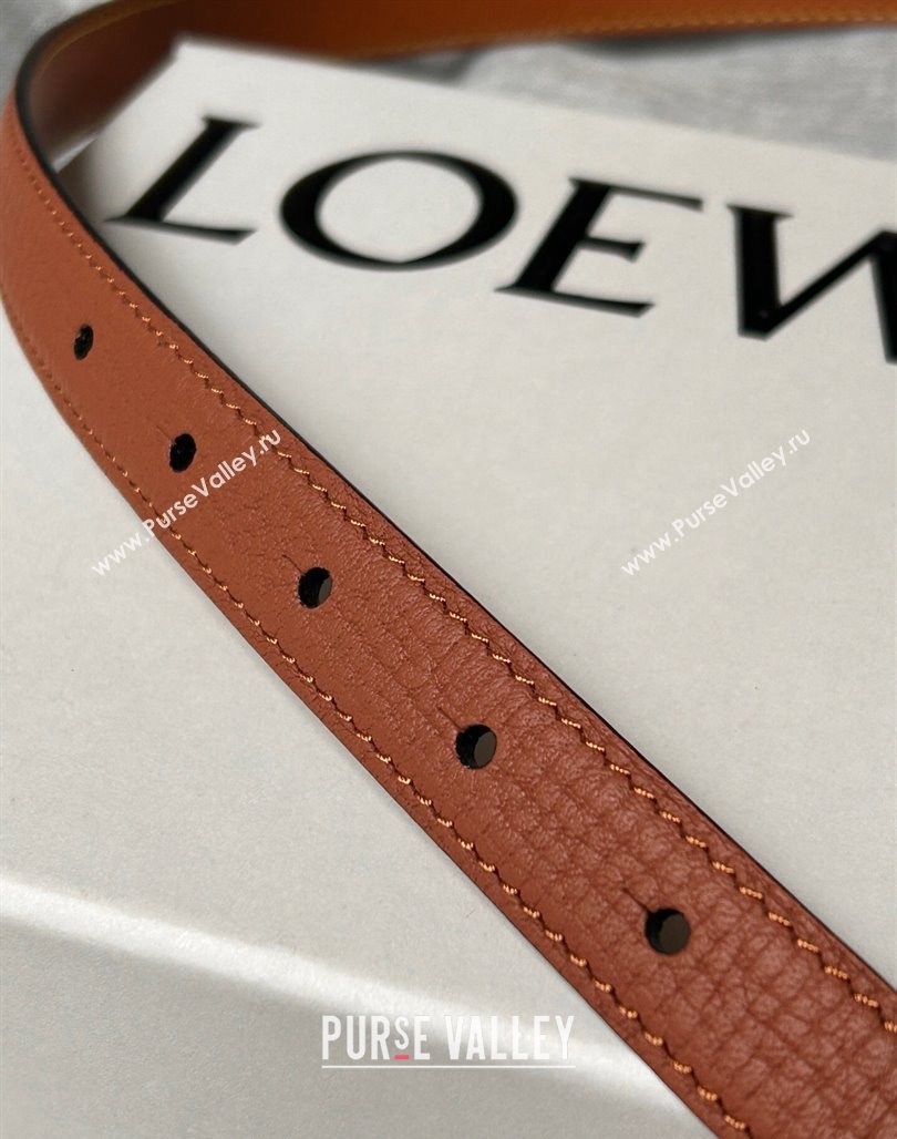 Loewe Anagram Belt 2cm in Stone Embossed Calfskin Brown/Gold 2024 0113 (99-240113022)