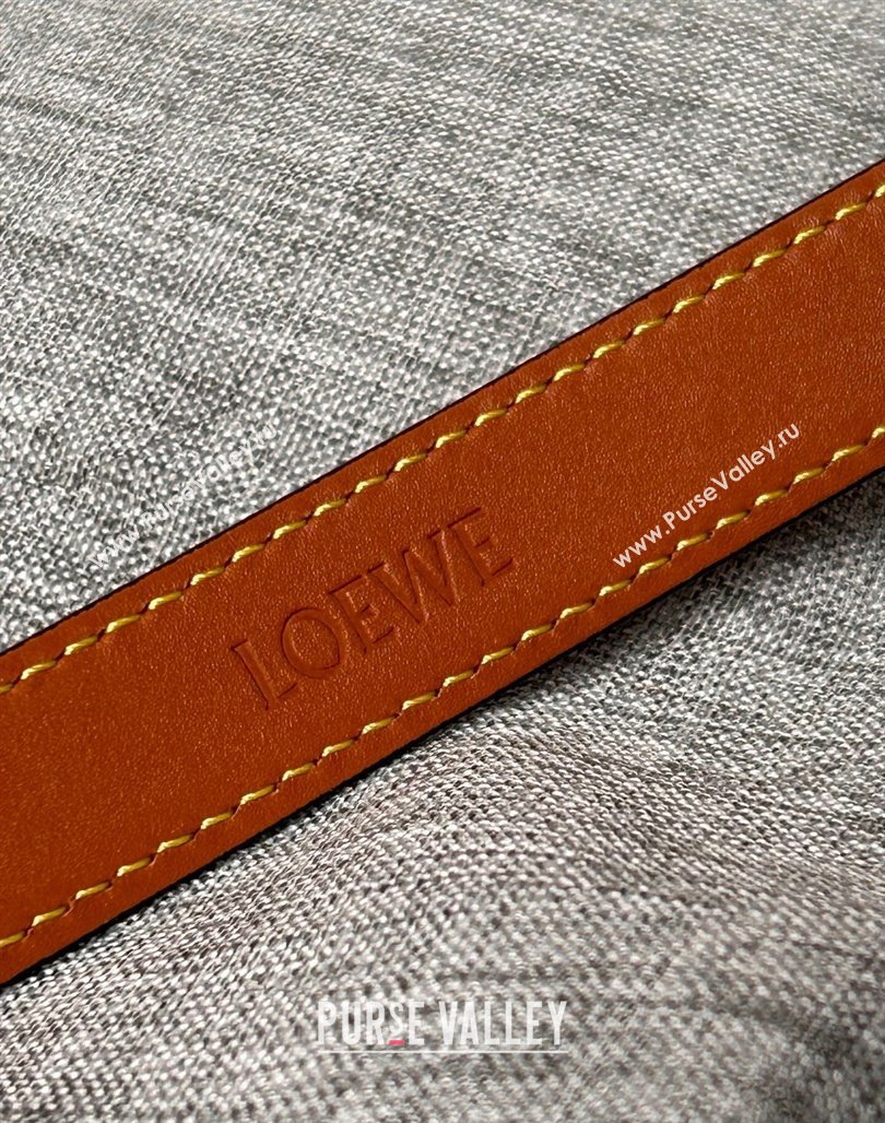 Loewe Anagram Belt 2cm in Stone Embossed Calfskin Brown/Gold 2024 0113 (99-240113022)