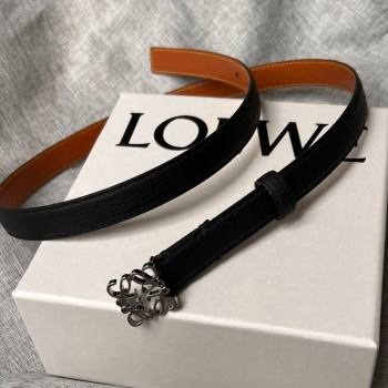 Loewe Anagram Belt 2cm in Stone Embossed Calfskin Black/Silver 2024 0113 (99-240113023)