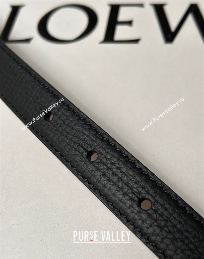 Loewe Anagram Belt 2cm in Stone Embossed Calfskin Black/Silver 2024 0113 (99-240113023)