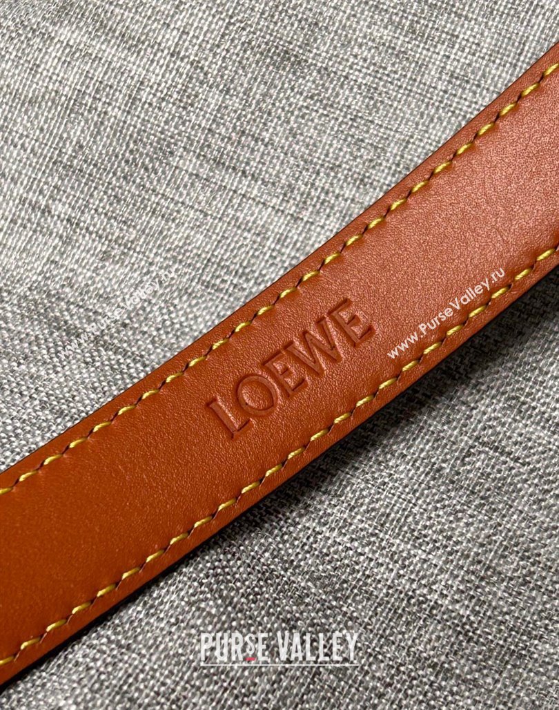 Loewe Anagram Belt 2cm in Stone Embossed Calfskin Black/Gold 2024 0113 (99-240113024)