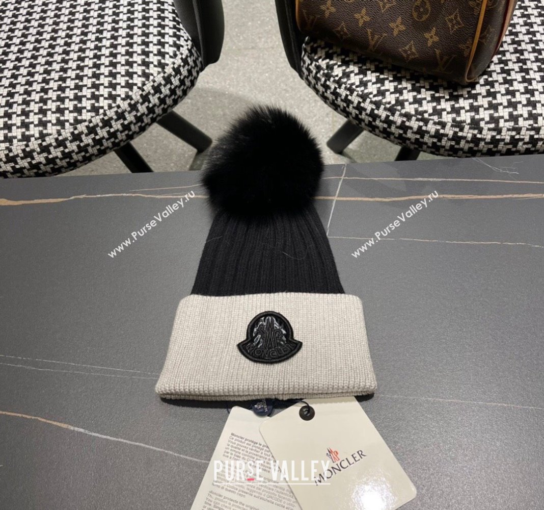 Moncler Knit Hat Black/Light Grey 2024 0111 (A-240111133)