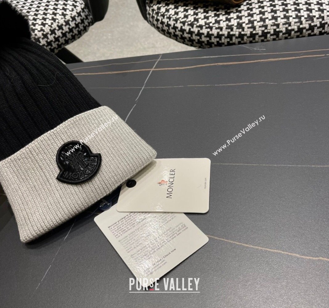 Moncler Knit Hat Black/Light Grey 2024 0111 (A-240111133)