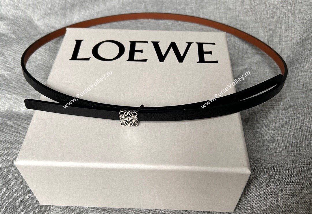 Loewe Anagram Belt 0.8cm in Soft Calfskin Black 2024 0113 (99-240113029)