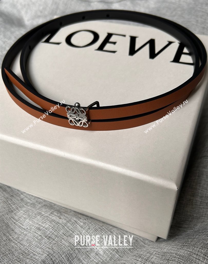 Loewe Anagram Belt 0.8cm in Soft Calfskin Black 2024 0113 (99-240113029)