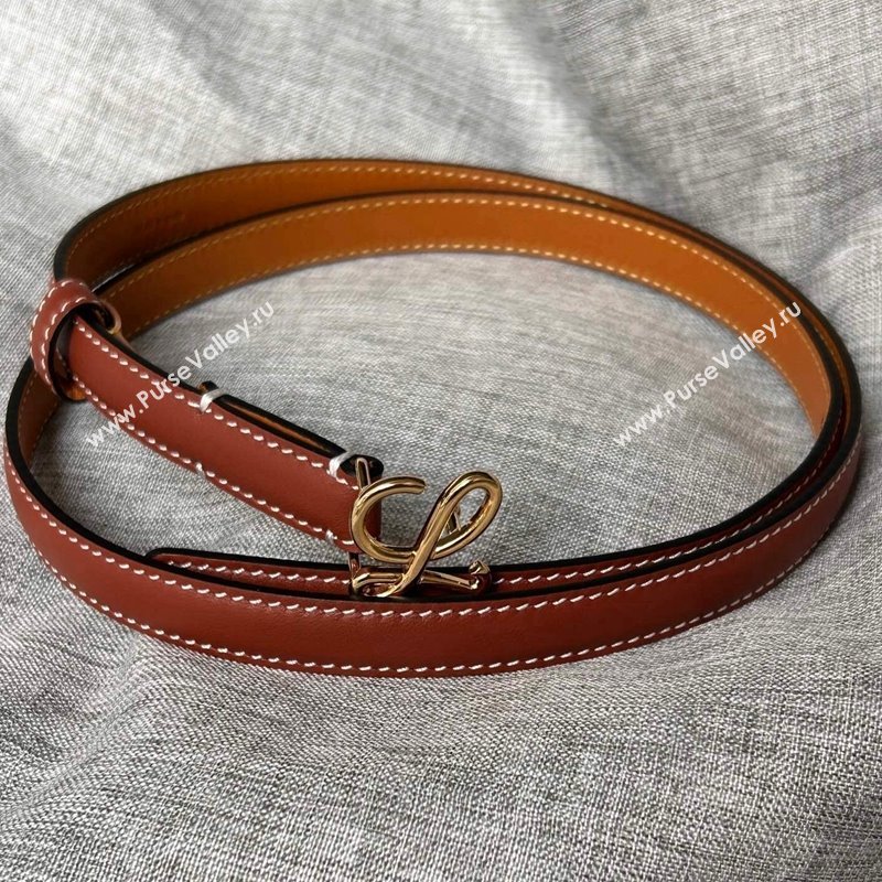 Loewe Calfskin Belt 1.5cm with Logo Buckle Brown 2024 0113 (99-240113031)