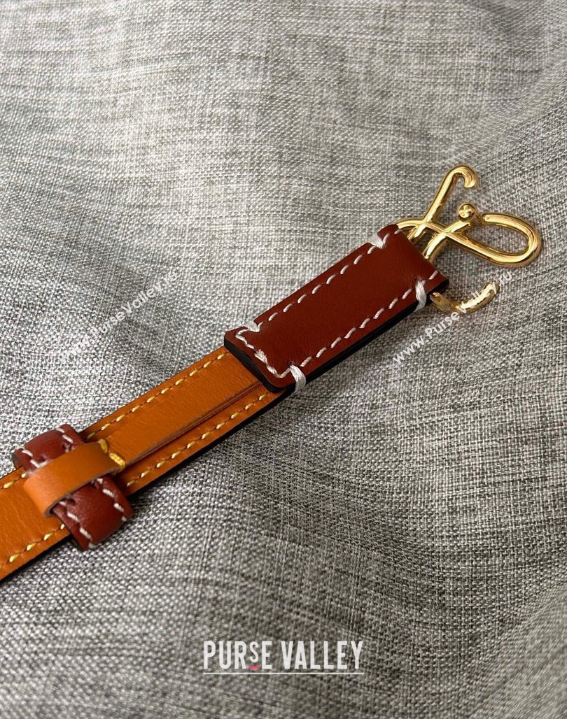 Loewe Calfskin Belt 1.5cm with Logo Buckle Brown 2024 0113 (99-240113031)