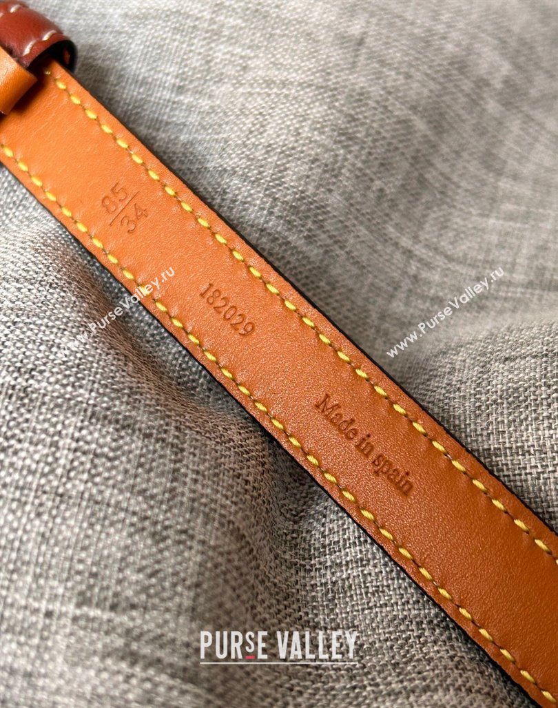 Loewe Calfskin Belt 1.5cm with Logo Buckle Brown 2024 0113 (99-240113031)