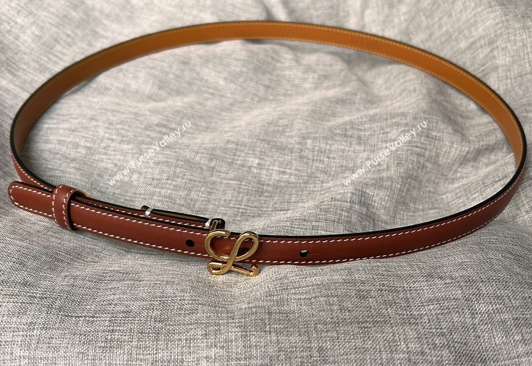 Loewe Calfskin Belt 1.5cm with Logo Buckle Brown 2024 0113 (99-240113031)