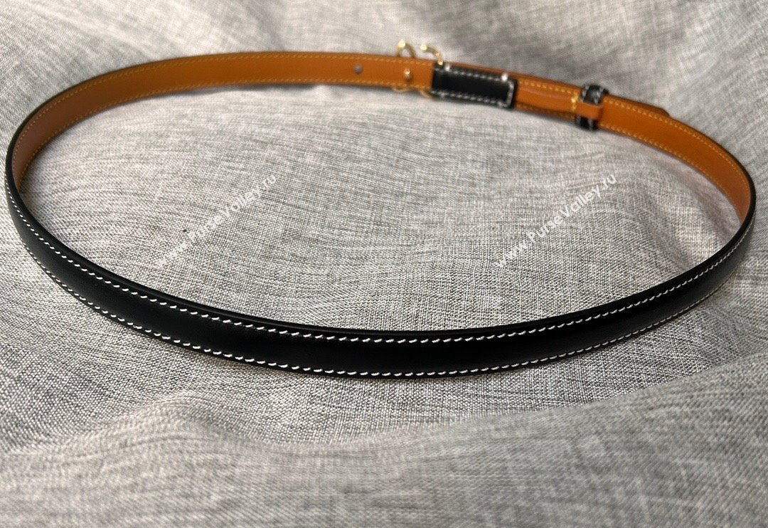 Loewe Calfskin Belt 1.5cm with Logo Buckle Black/Gold 2024 0113 (99-240113032)