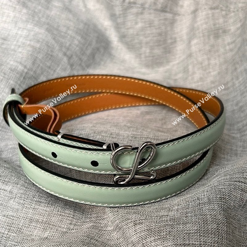 Loewe Calfskin Belt 1.5cm with Logo Buckle Light Green 2024 0113 (99-240113033)