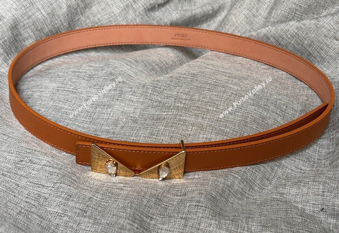 Fendi Bag Bugs Women Calfskin Belt 2cm Brown 2024 0113 (99-240113037)