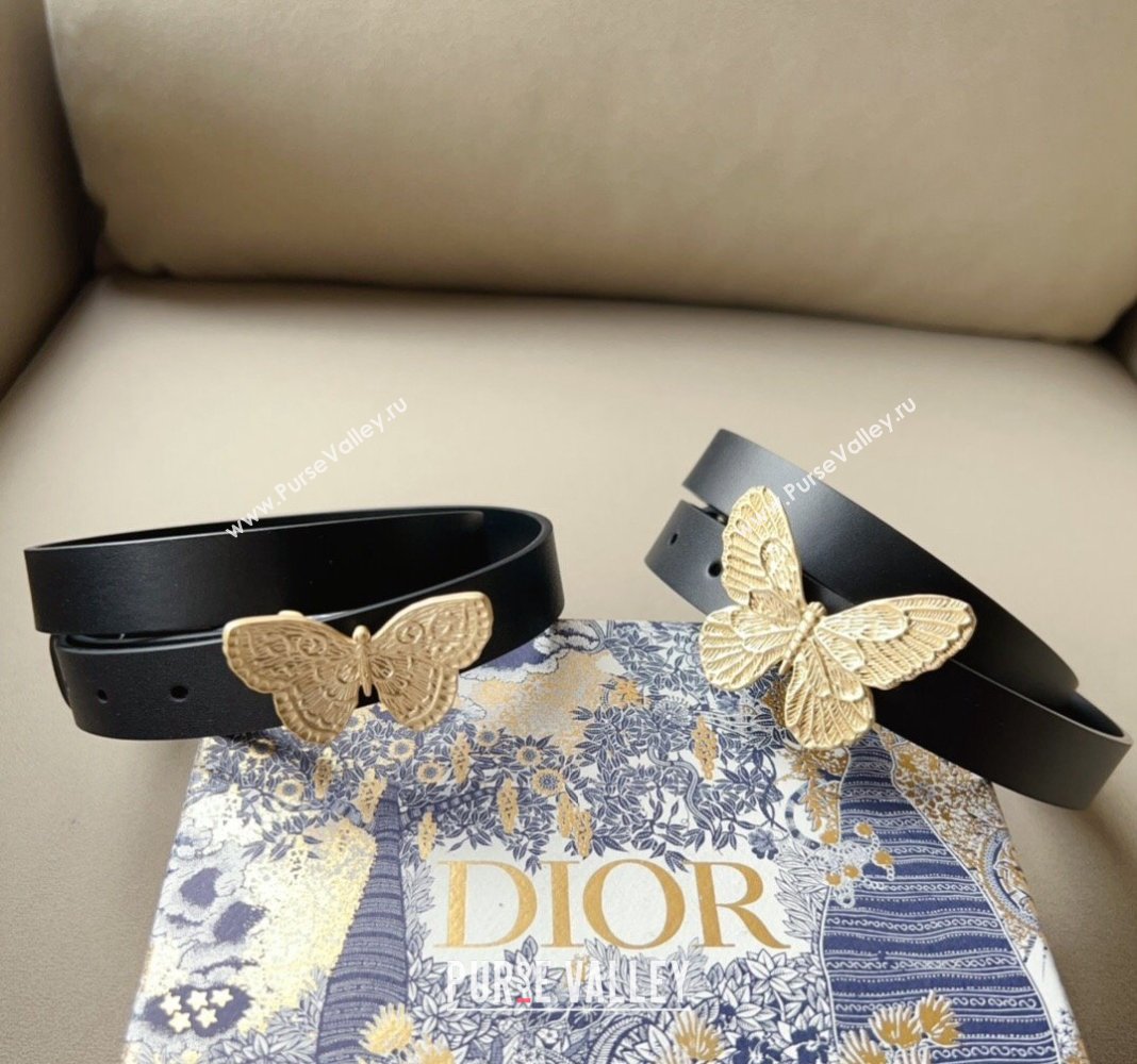 Dior Metamorphose Butterfly Belt 2cm in Calfskin Black 2024 0113 (99-240113049)