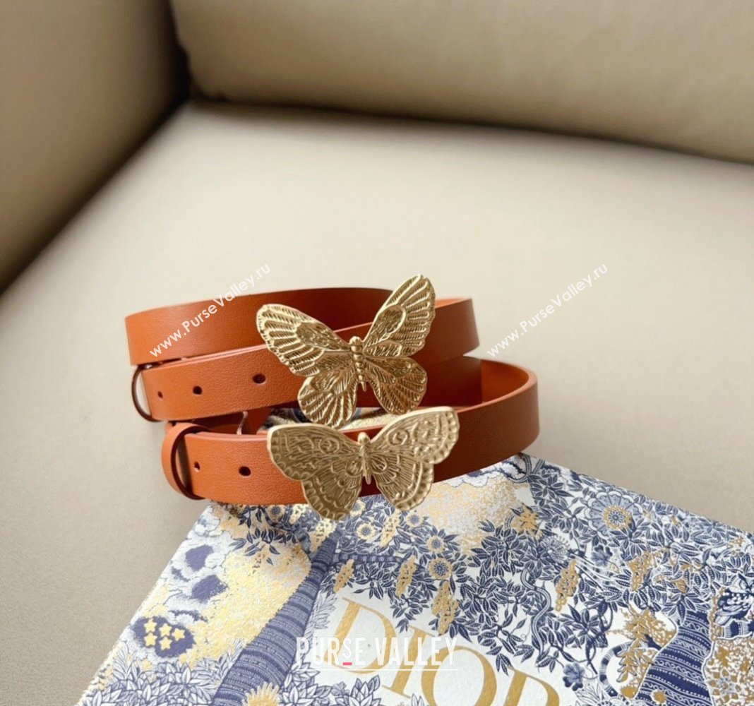 Dior Metamorphose Butterfly Belt 2cm in Calfskin Brown 2024 0113 (99-240113050)