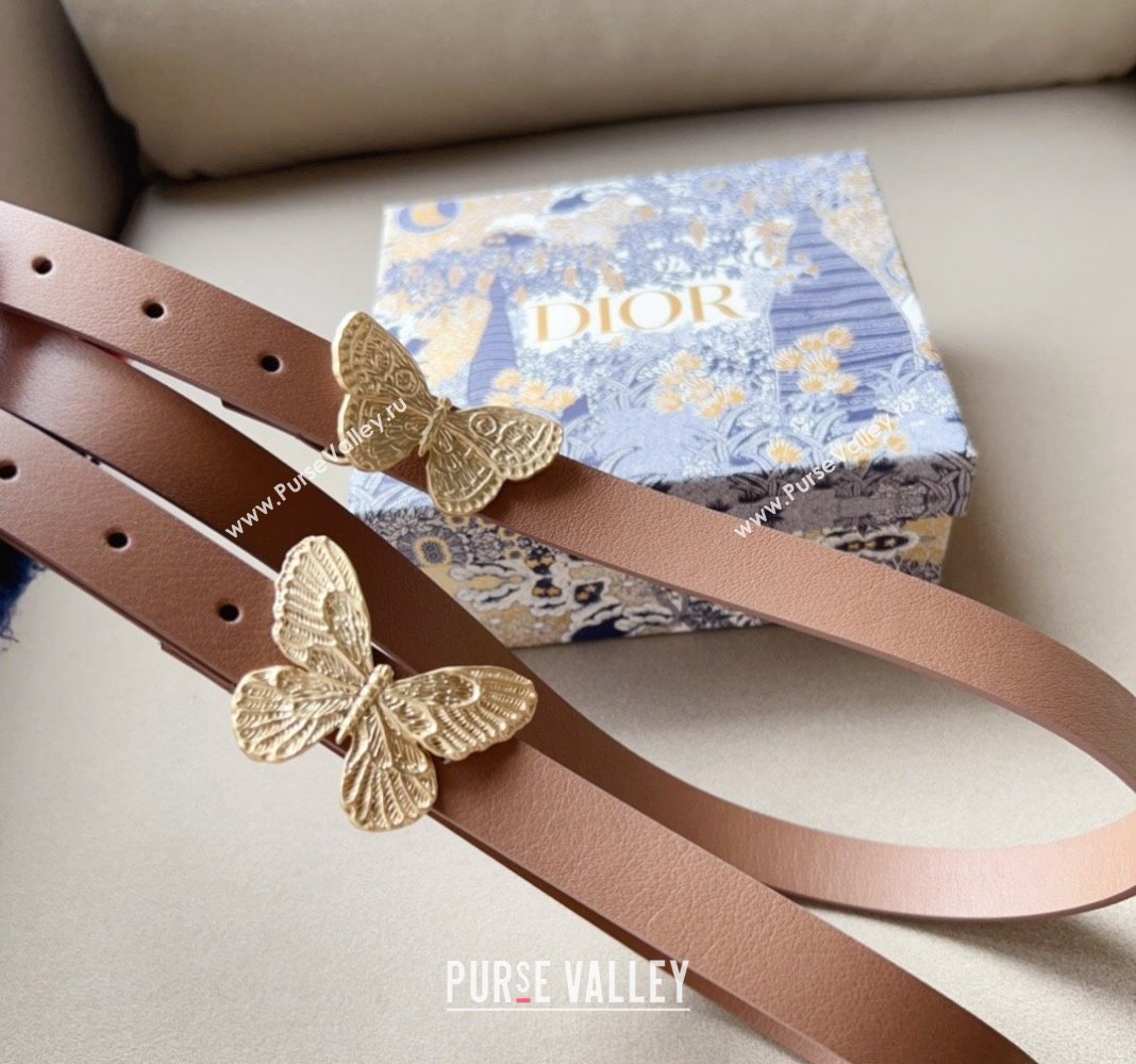 Dior Metamorphose Butterfly Belt 2cm in Calfskin Dark Nude 2024 0113 (99-240113052)