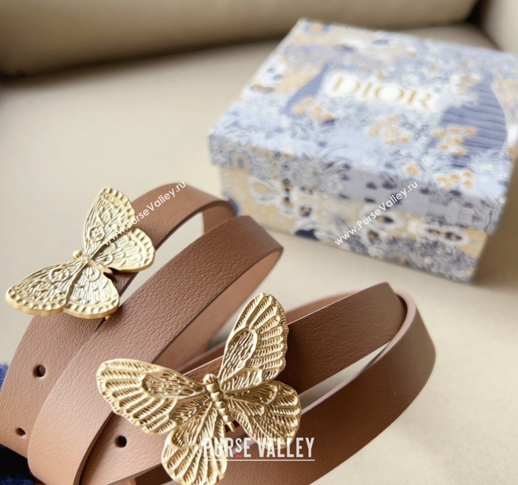 Dior Metamorphose Butterfly Belt 2cm in Calfskin Dark Nude 2024 0113 (99-240113052)