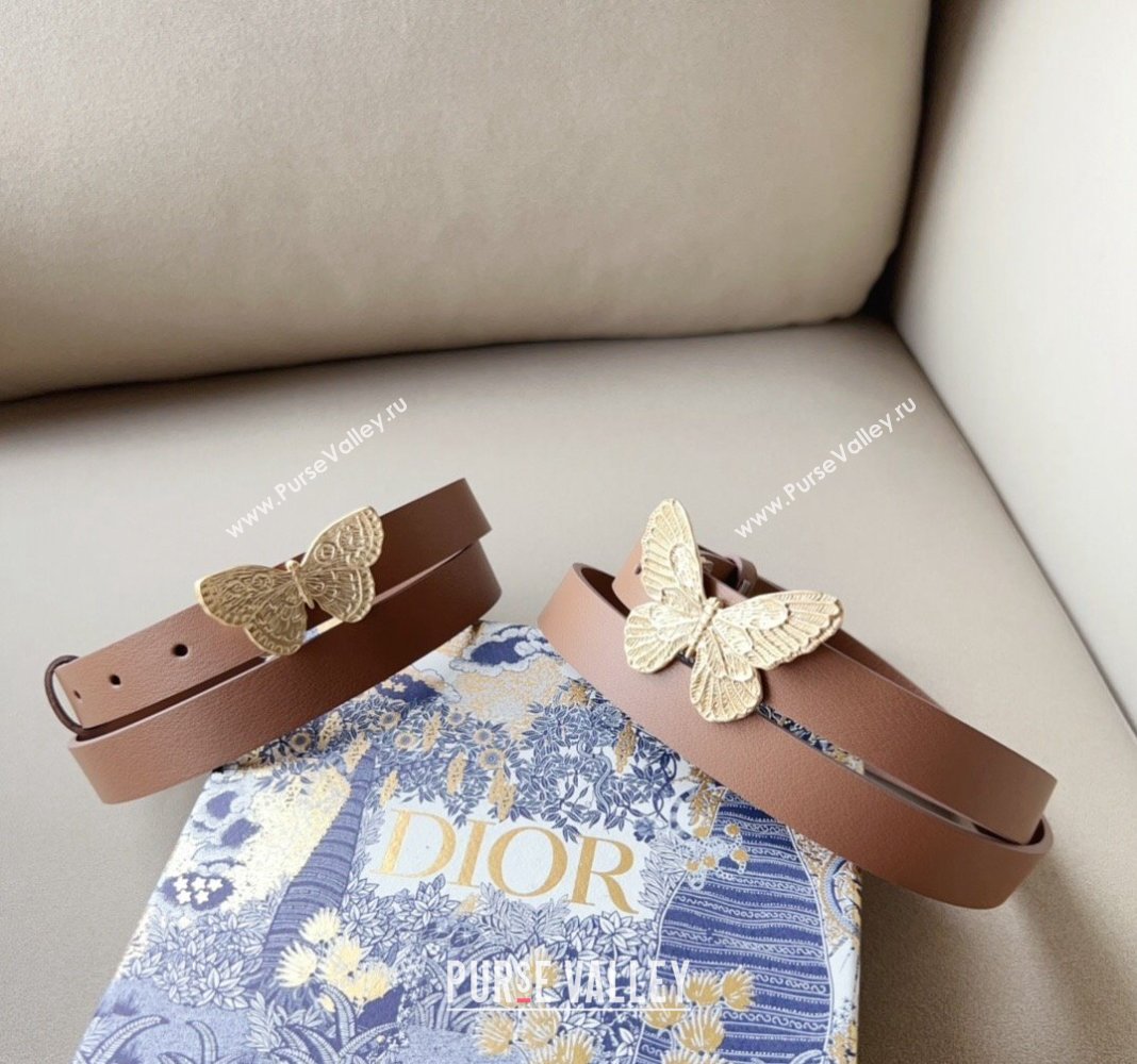 Dior Metamorphose Butterfly Belt 2cm in Calfskin Dark Nude 2024 0113 (99-240113052)