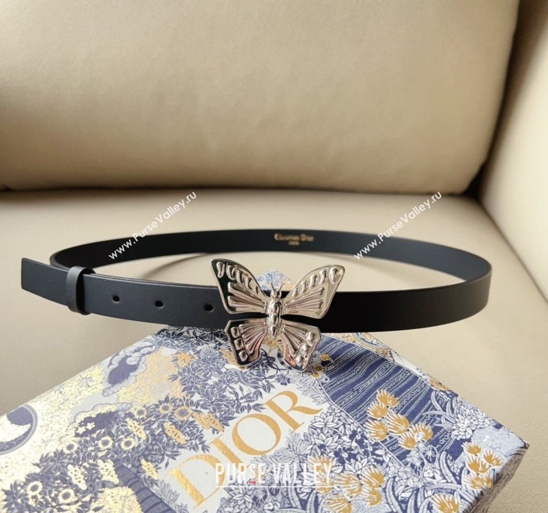 Dior Metamorphose Butterfly Belt 2cm in Calfskin Leather Black 2024 (99-240113053)