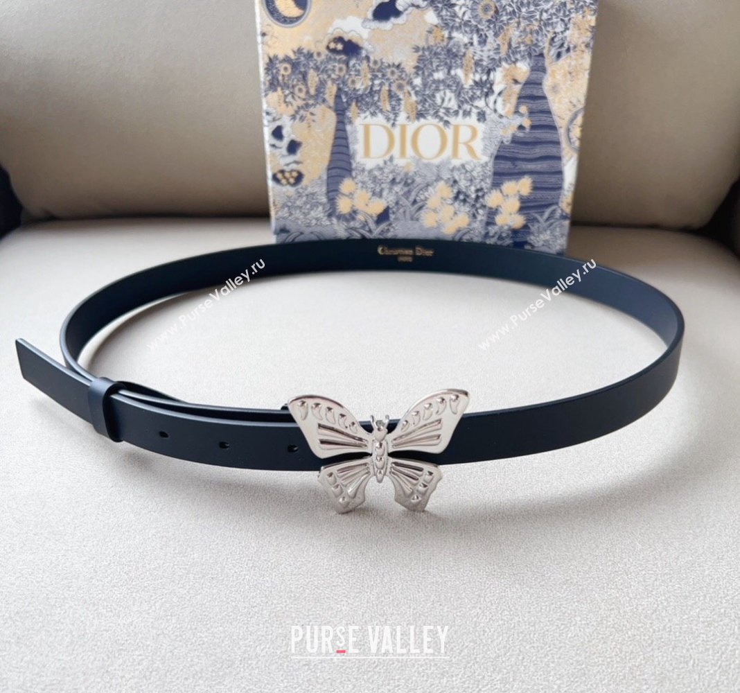 Dior Metamorphose Butterfly Belt 2cm in Calfskin Leather Black 2024 (99-240113053)