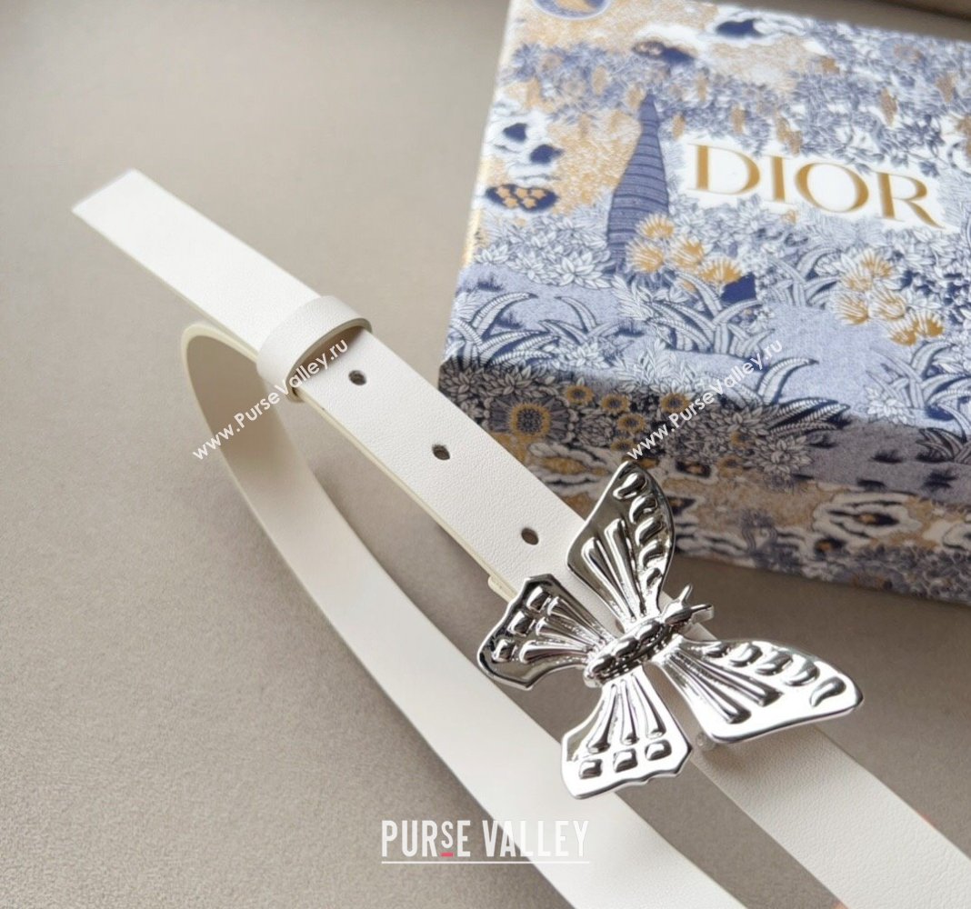 Dior Metamorphose Butterfly Belt 2cm in Calfskin Leather White 2024 (99-240113055)