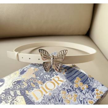 Dior Metamorphose Butterfly Belt 2cm in Calfskin Leather White 2024 (99-240113055)