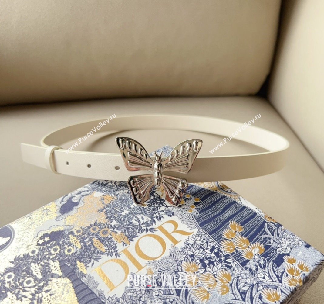 Dior Metamorphose Butterfly Belt 2cm in Calfskin Leather White 2024 (99-240113055)