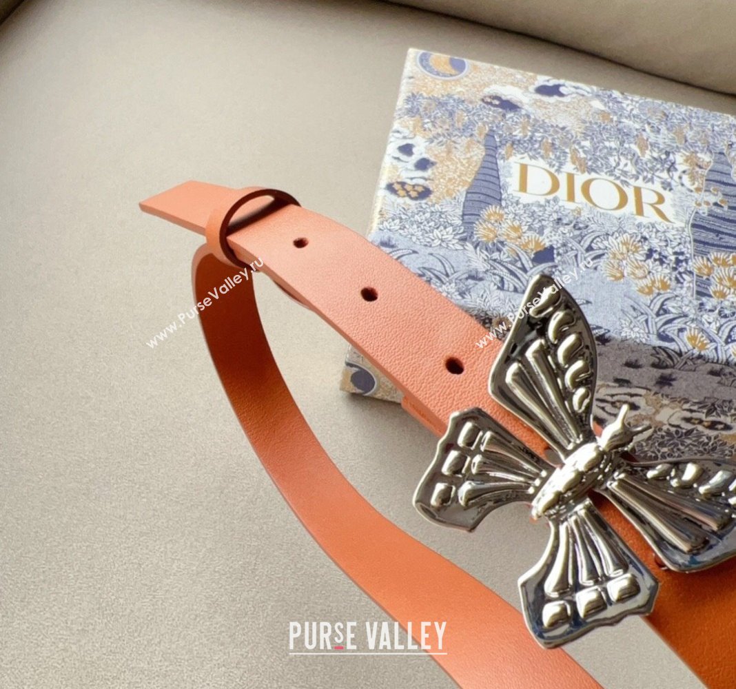 Dior Metamorphose Butterfly Belt 2cm in Calfskin Leather Orange 2024 (99-240113056)